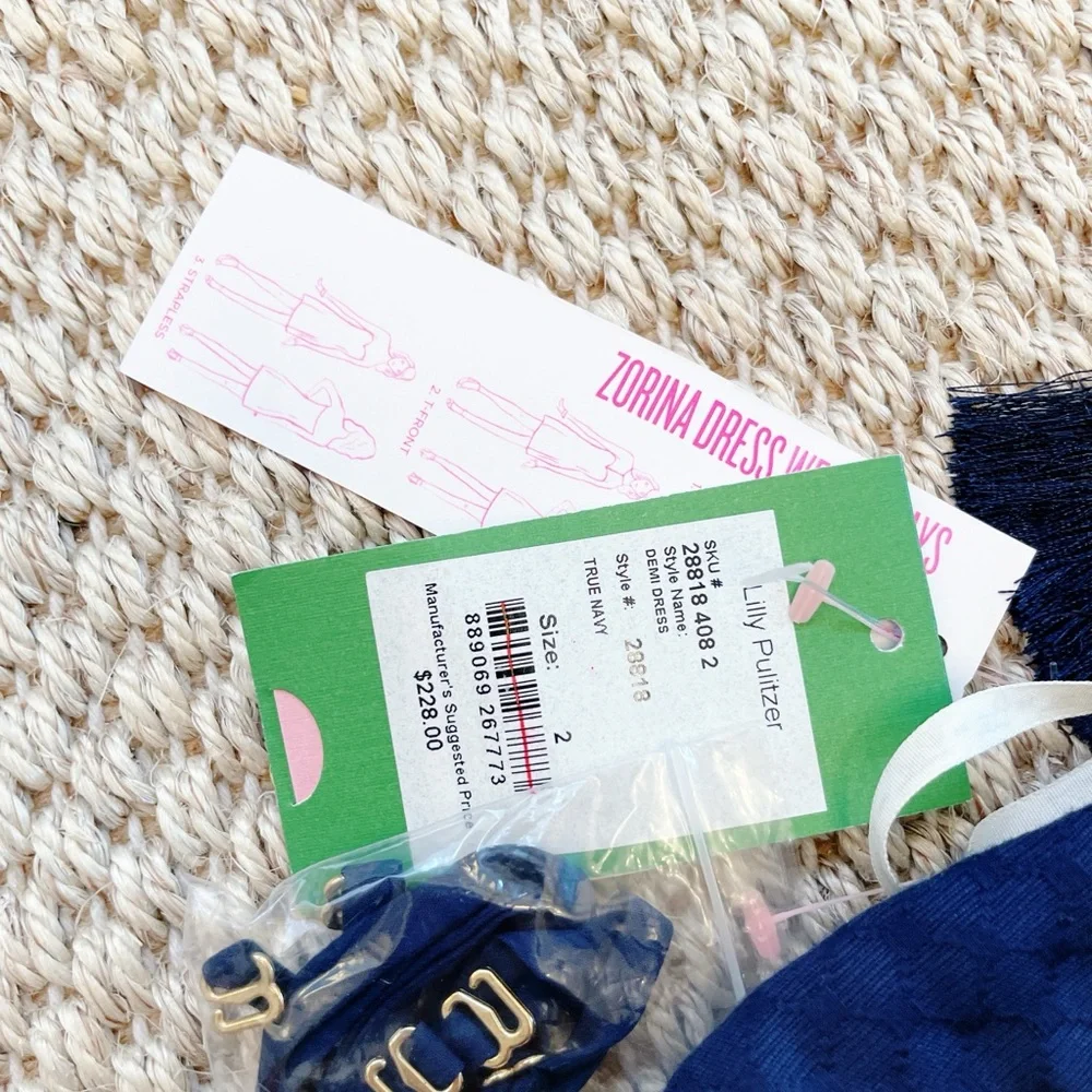 NWT Lilly Pulitzer DEMI CONVERTIBLE DRESS True Navy Embroidered Gold 2 - Picture 11 of 11